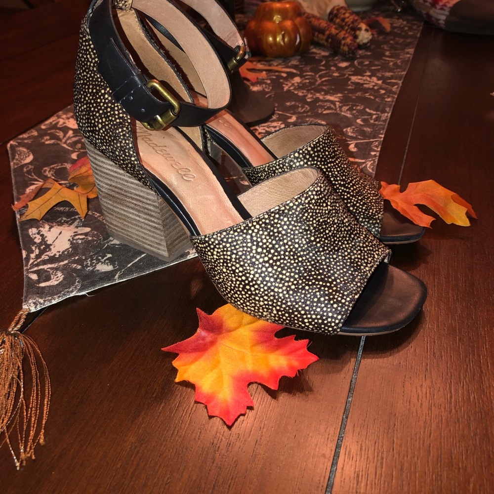 Madewell The Alena spotted calf hair sandals 6.5